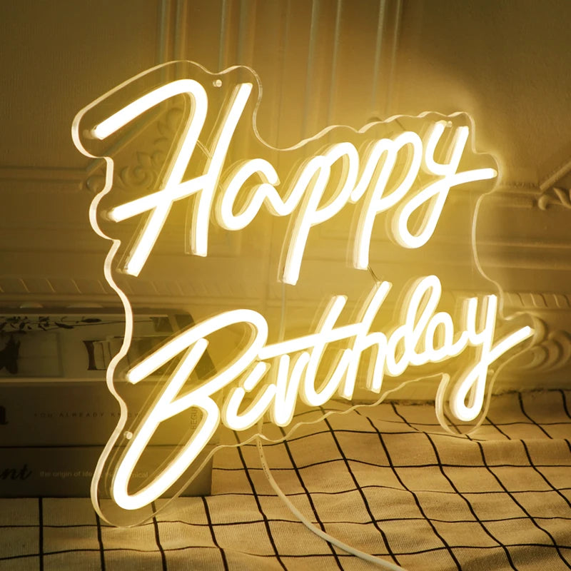 Happy Birthday LED Neon Sign Indoor Wall Lights