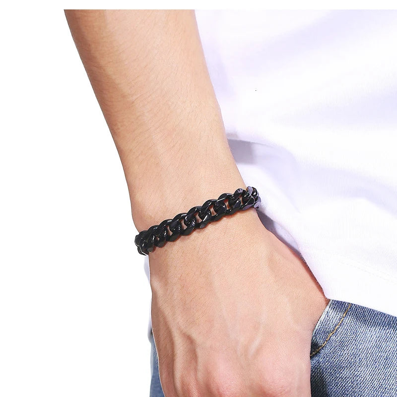 Fashion Stainless Steel Men Curb Cuban Chain Bracelet