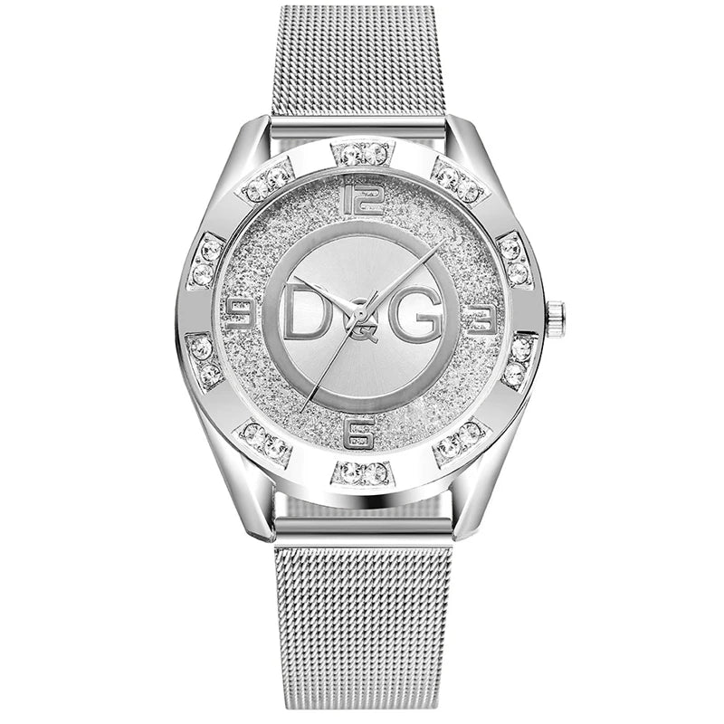 Gold Silver Stainless Steel Ladies  Watch