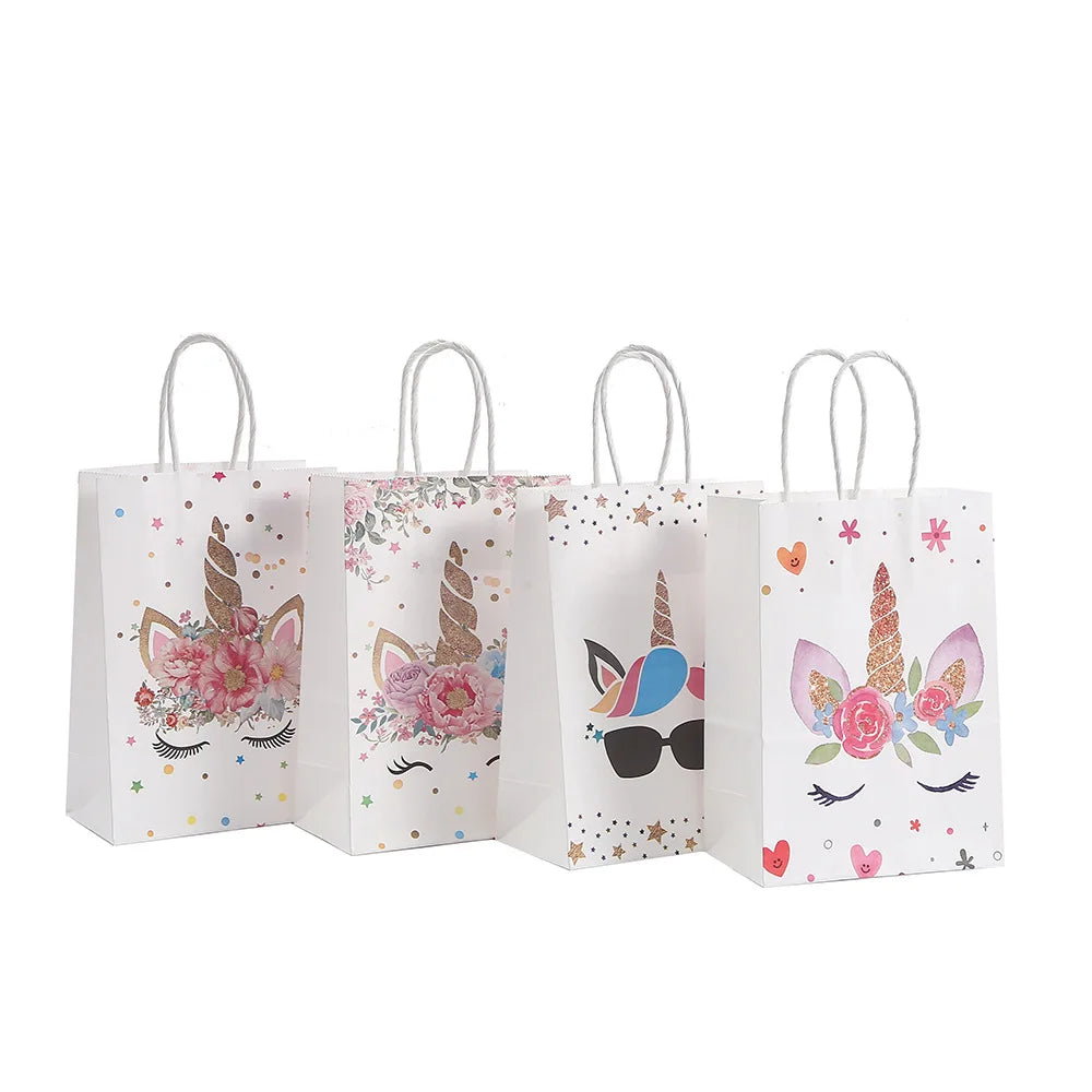 6Pcs Cartoon Unicorn Theme Kraft Paper bag