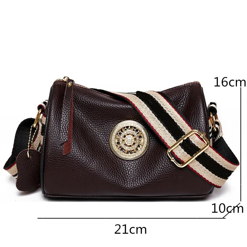 Genuine Leather Handbags  Rotating metal lock