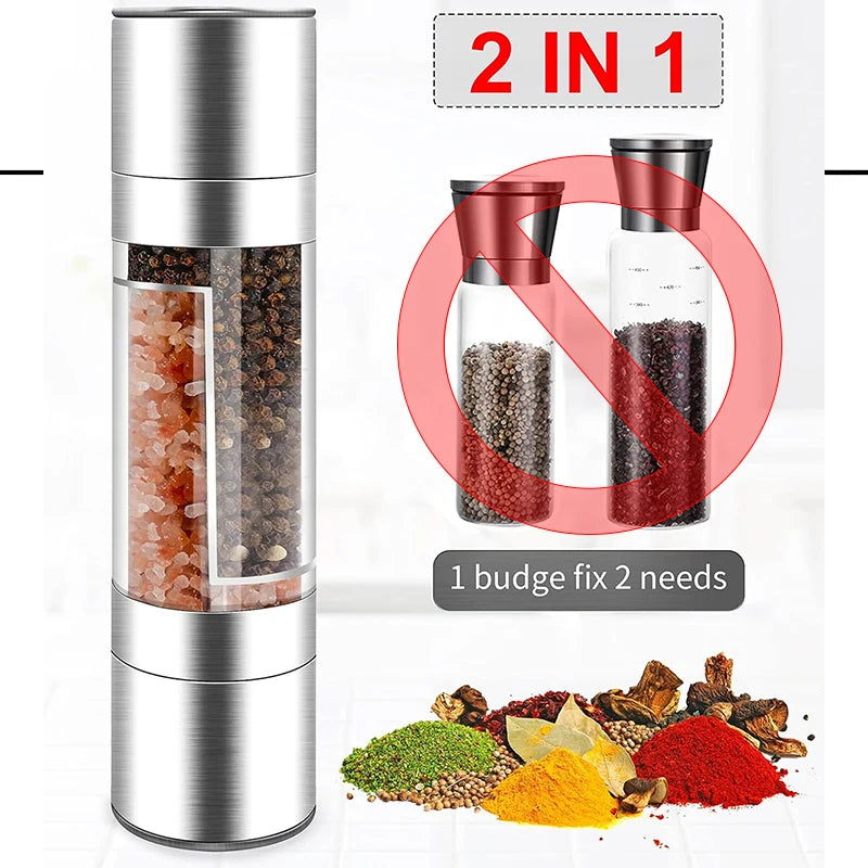 Salt and Pepper Grinder 2 in 1 Manual Stainless Steel