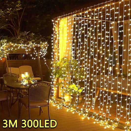 3M LED Curtain String Lights Fairy Decoration USB