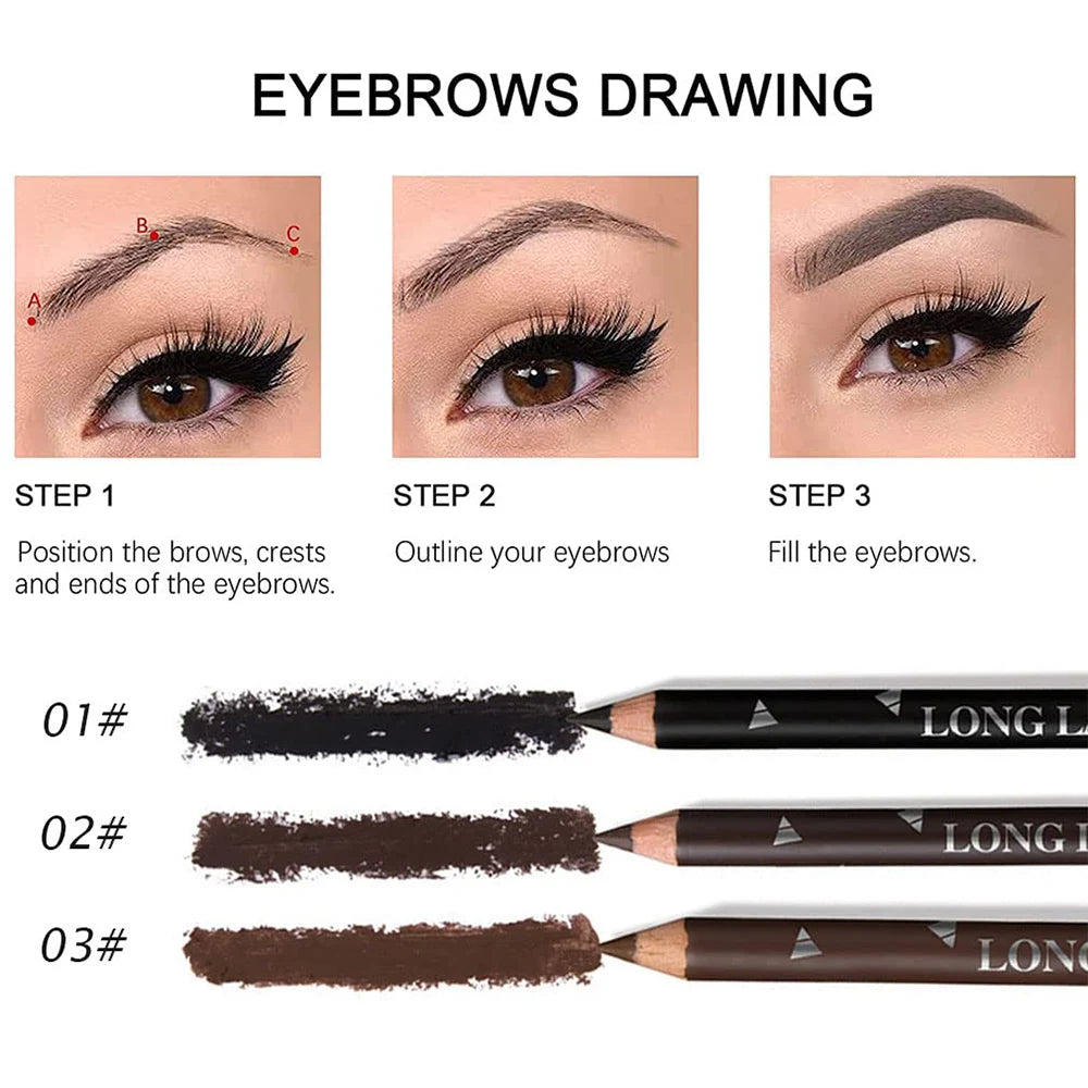 6/12Pcs Eye Brow Pencil Waterproof Professional Women Eye Makeup Pen