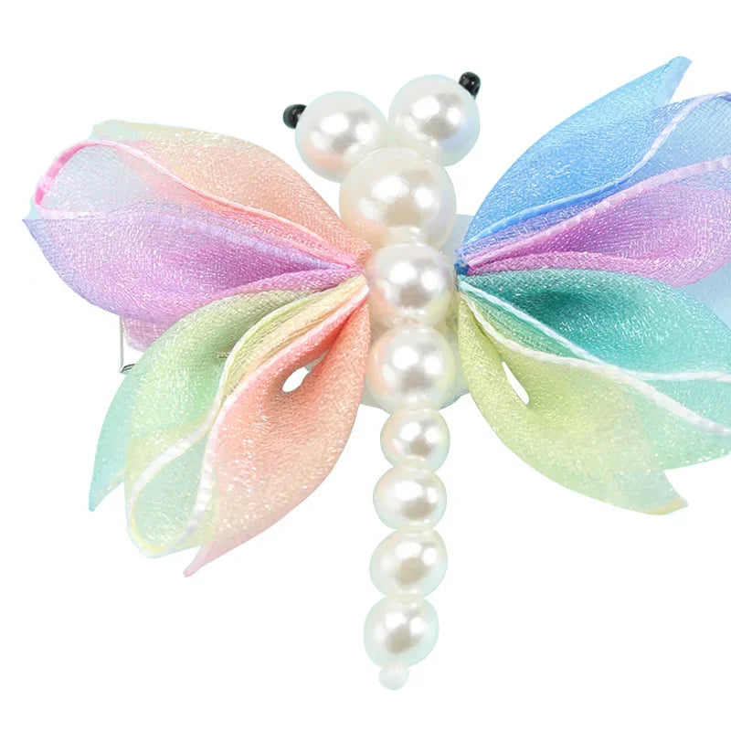 2Pcs Cute Pearl Butterfly Hair Clips