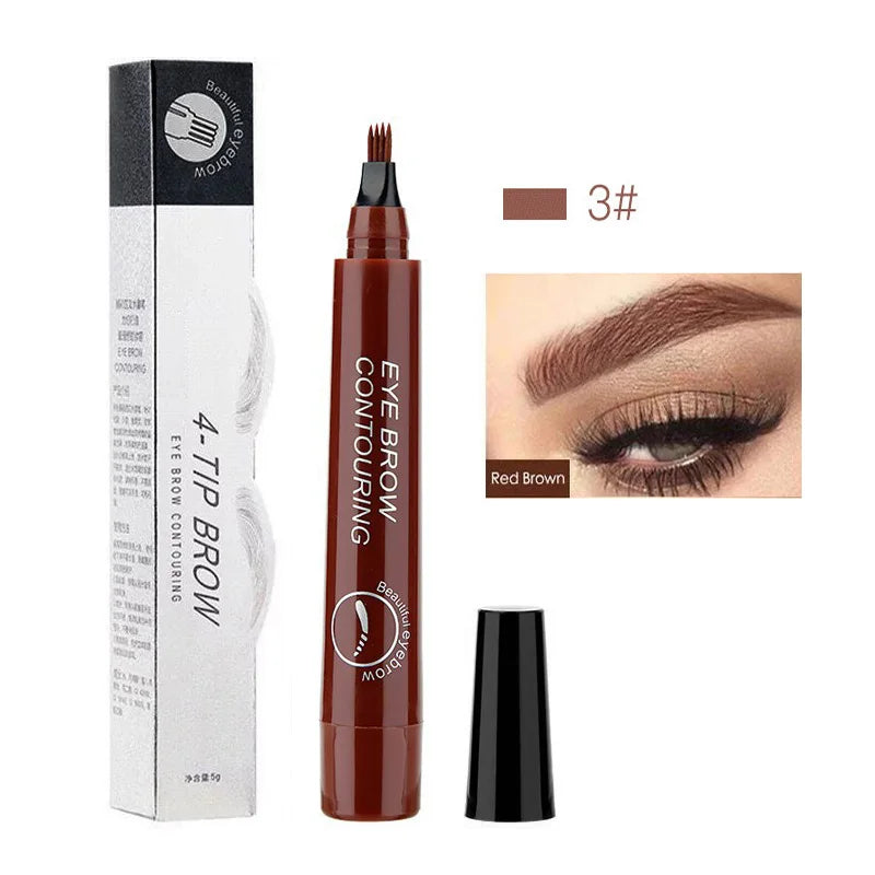 5 Colors Waterproof 4 Fork Tip Eyebrow Tattoo Pencil Long Lasting