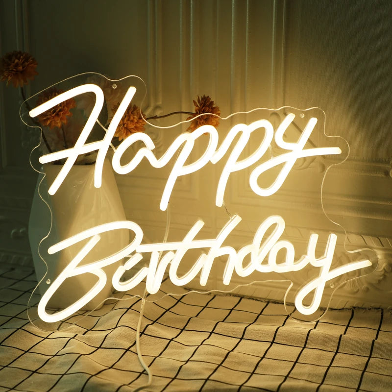 Happy Birthday LED Neon Sign Indoor Wall Lights