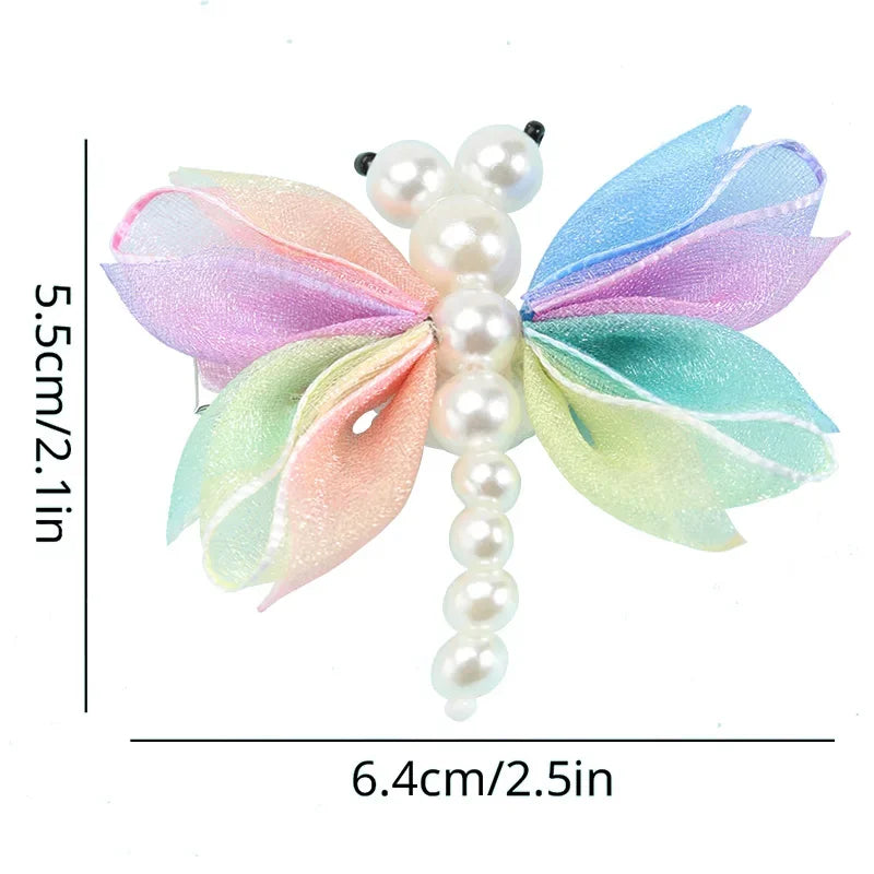 2Pcs Cute Pearl Butterfly Hair Clips