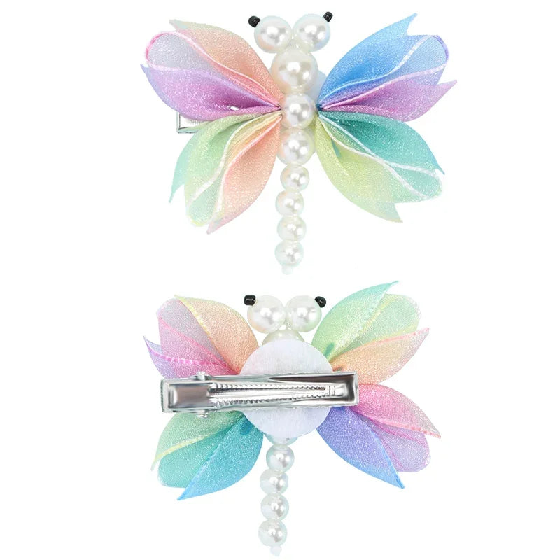 2Pcs Cute Pearl Butterfly Hair Clips