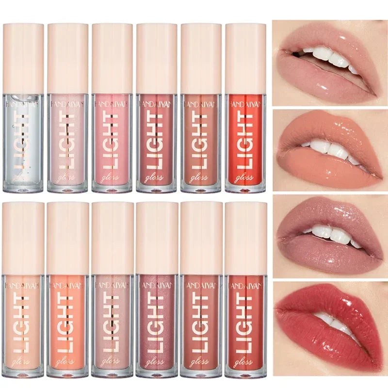 12 Colors Mirror Pearl Lip Gloss Long Lasting Moisturizing  Shine Glitter Lip Gloss