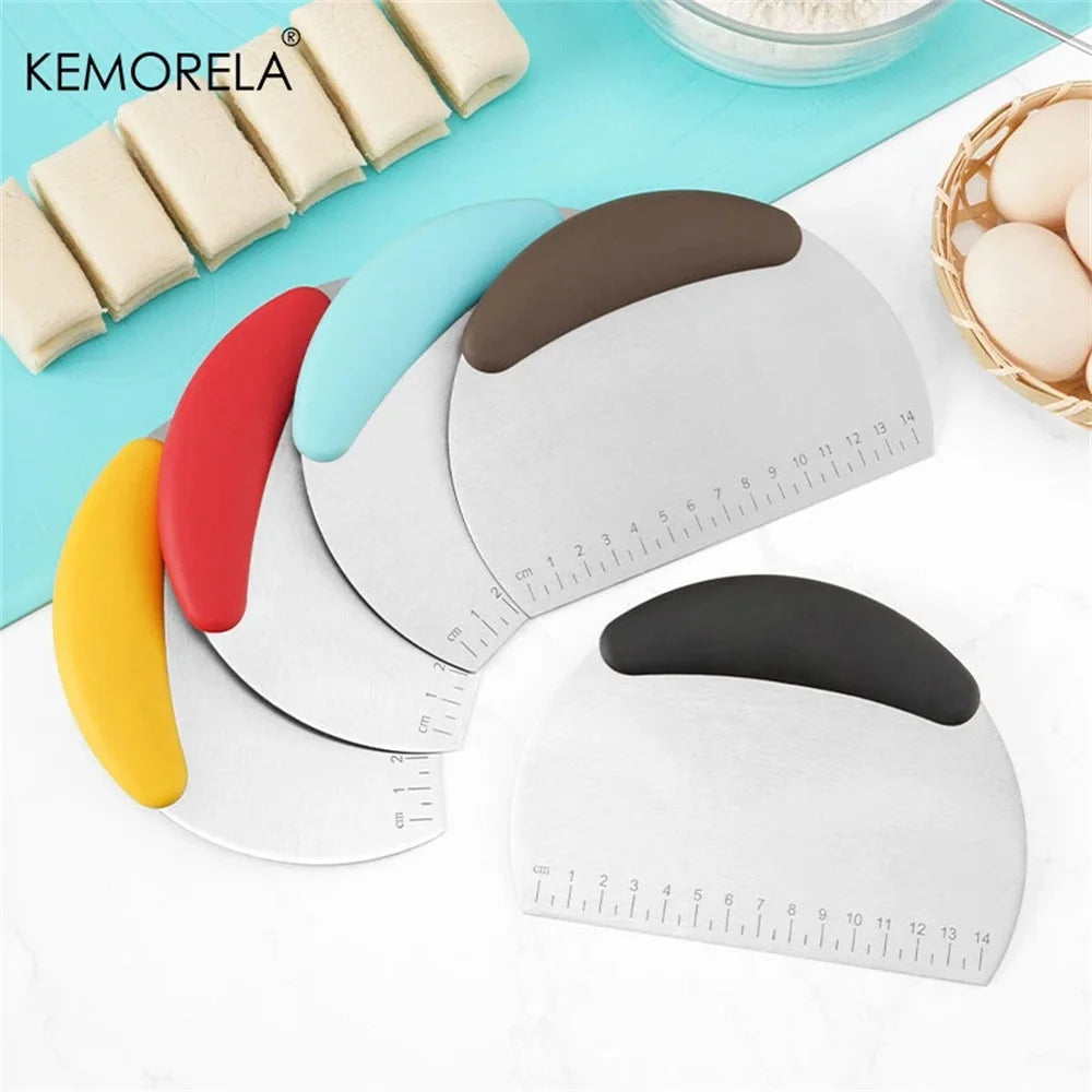 Kitchen Baking Tools Half Round Scraper Dough Bread Cutting Stainless Steel