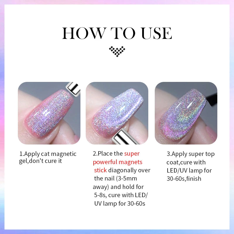 Magnetic Gel Nail Gel Pink, Purple Gel Soak Off UV LED Nail