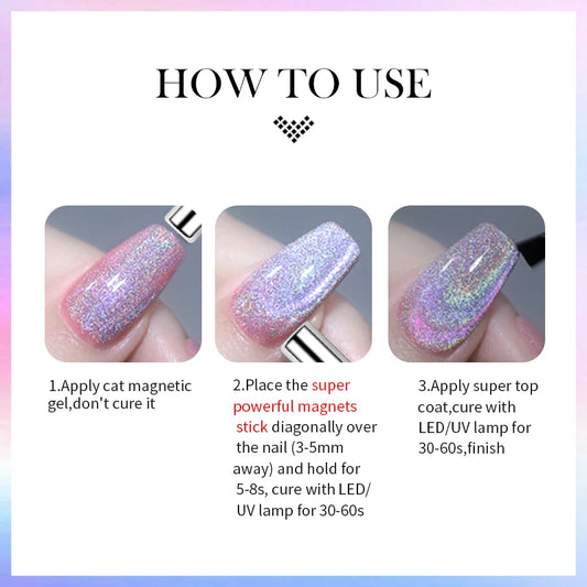 Magnetic Gel Nail Gel Pink, Purple Gel Soak Off UV LED Nail