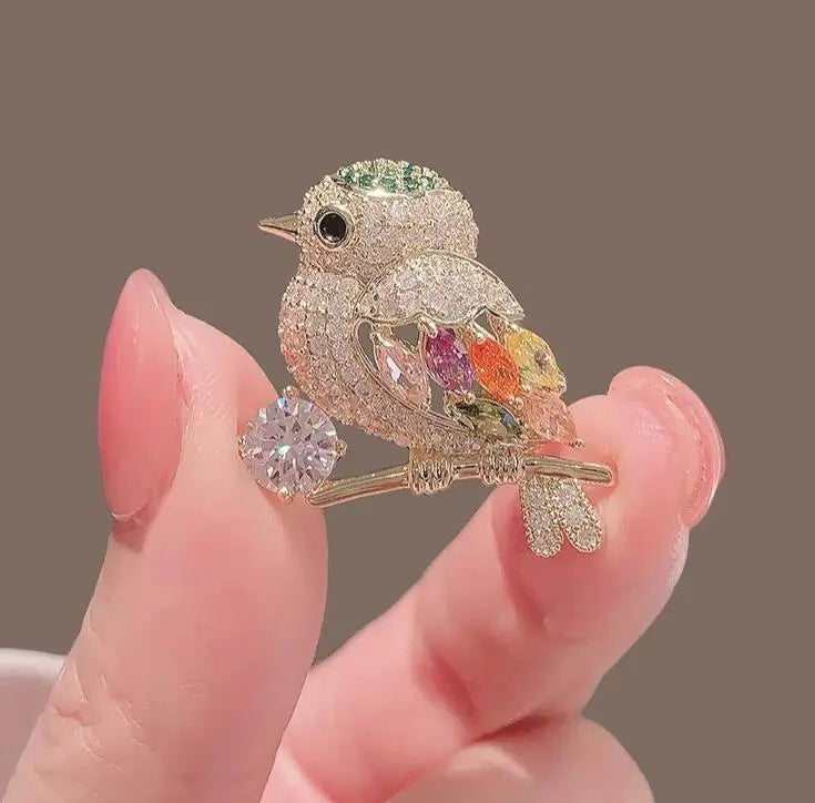 Delicate Rhinestone Bird Brooches