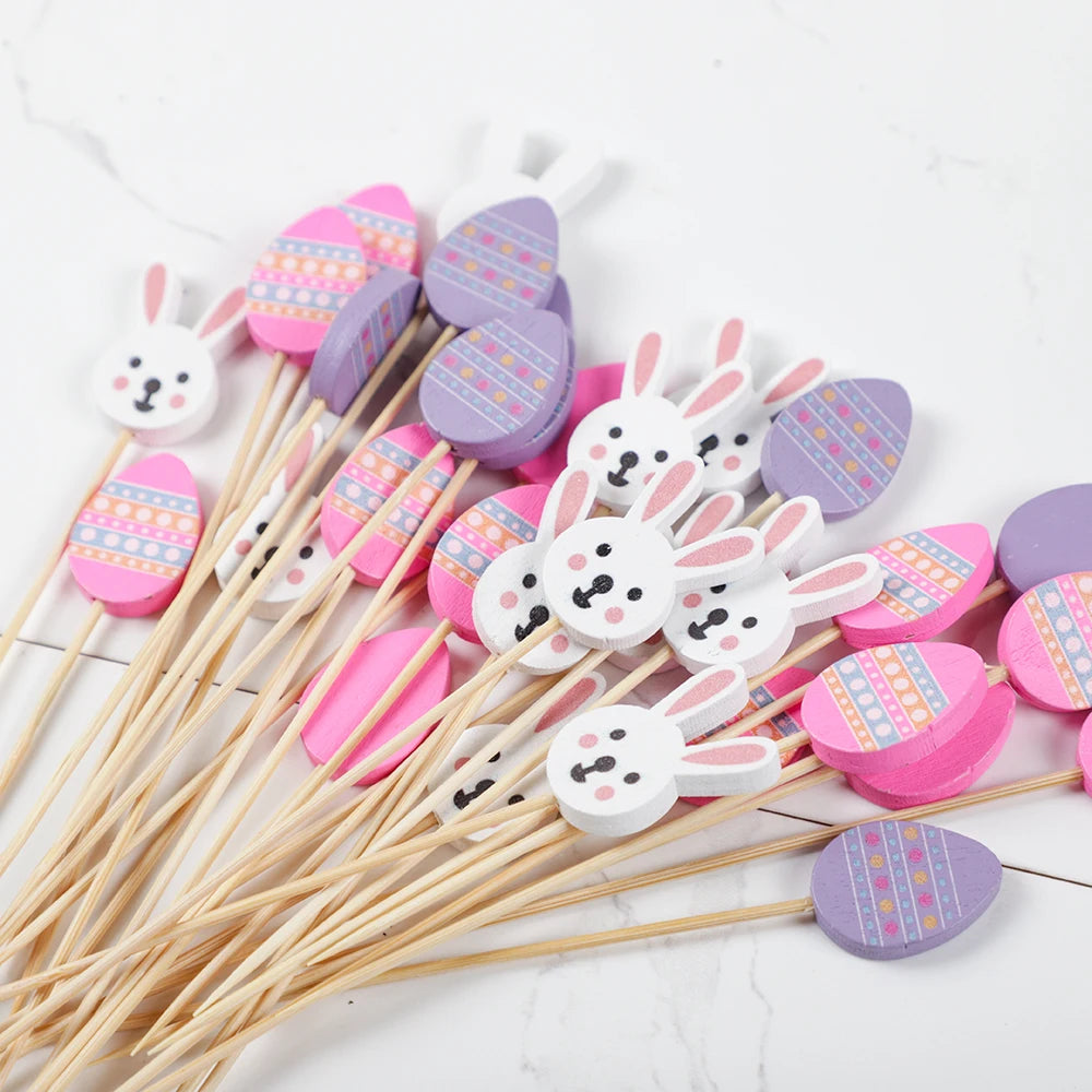 50/100Pcs Easter Disposable Bamboo Skewer