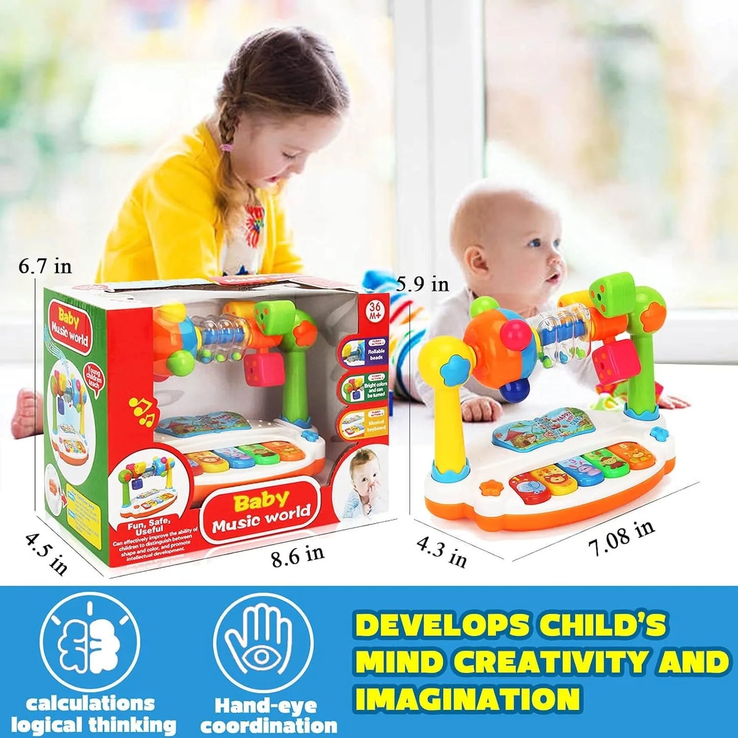 Baby Piano Toys Kids Rotating Music Piano Keyboard