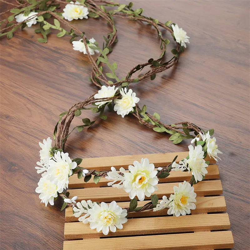 Bohemian Rattan Flower Vines Crown Headband