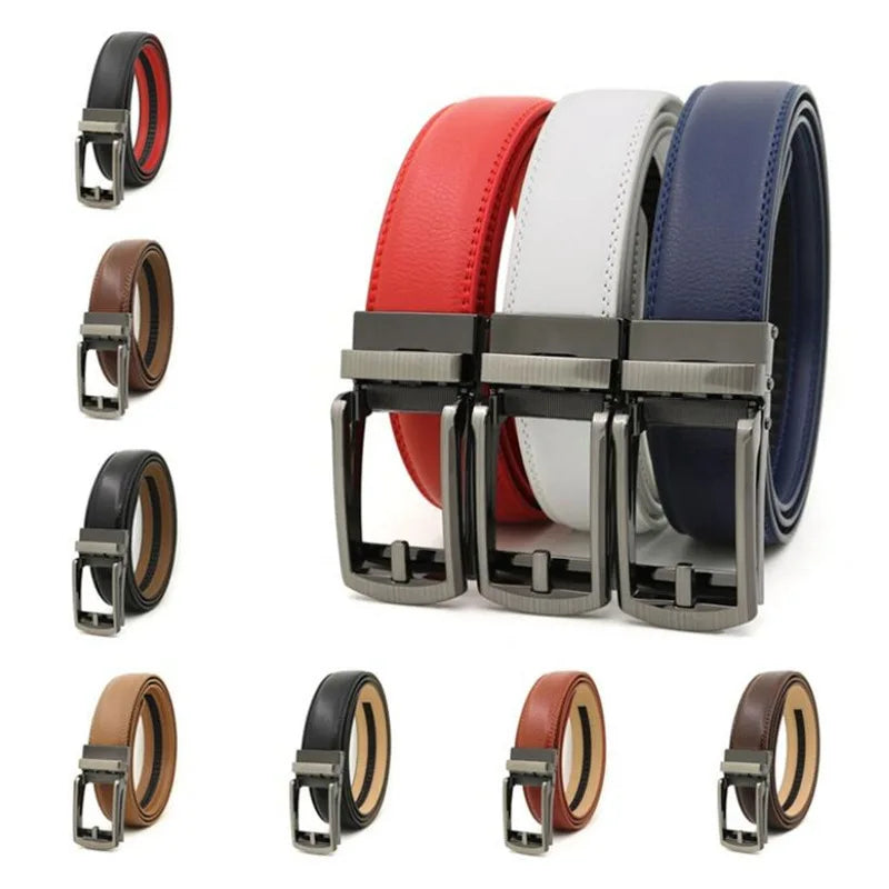 Genuine Leather Men's Belt Alloy Automatic Buckle Two-layer