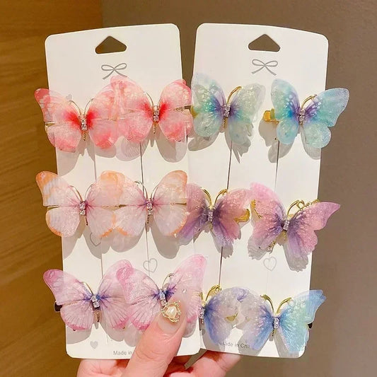 2/6Pcs Colorful Butterfly Hairpins Girl Hair Clips