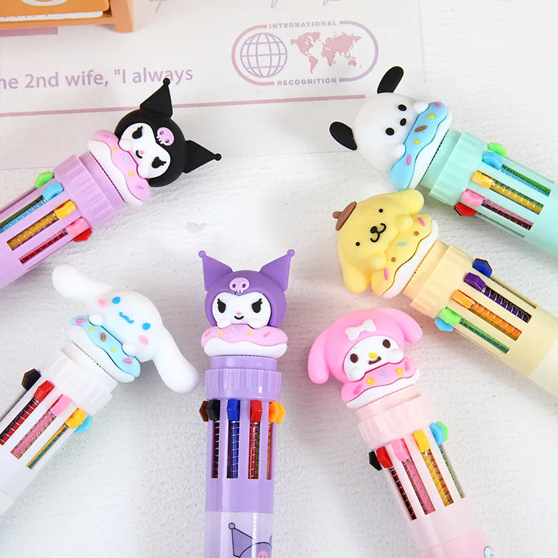 Sanrio Cartoon Ballpoint Pen 18/36pcs Kuromi Hello Kitty Cinnamoroll 10 Color