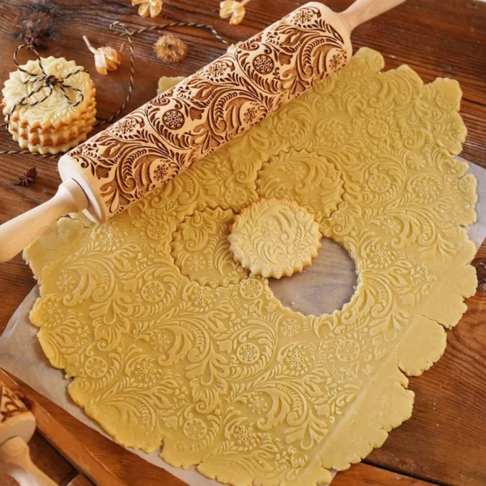 Retro Flower Grilles Deep Engraved Wooden Embossed Cookies R