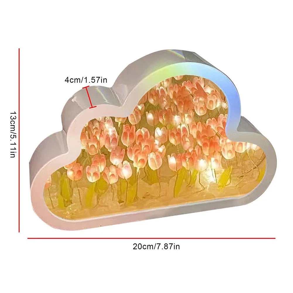 DIY Cloud Tulip LED Night Light Mirror Table Lamps