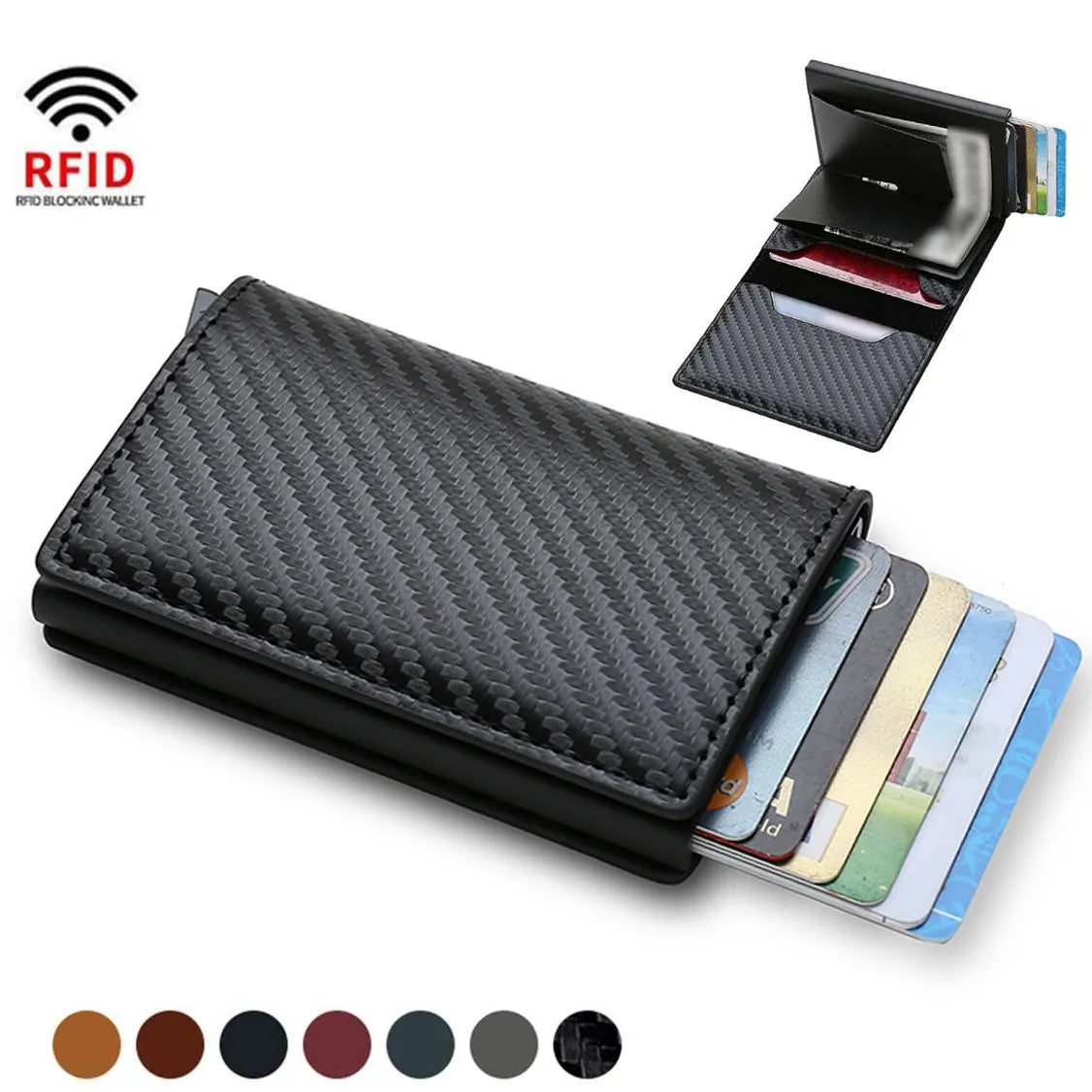 Carbon Fiber Slim Aluminum Men Wallet ID Credit Card