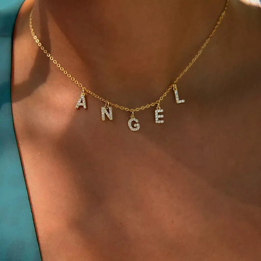 Letter Name Necklace Stainless Steel Alpahbet Pendant