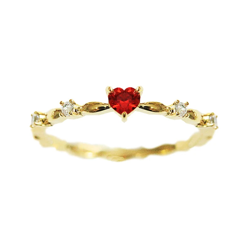 Red Heart Cubic  Rings