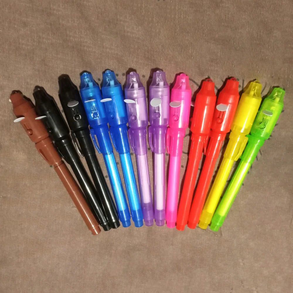 12 PCS Invisible Ink Pen , Spy Pen with UV Light,