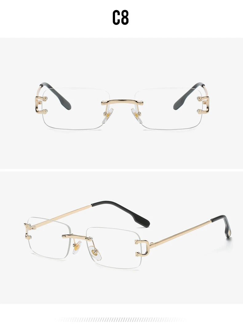 Gold Frame Rimless Sunglasses