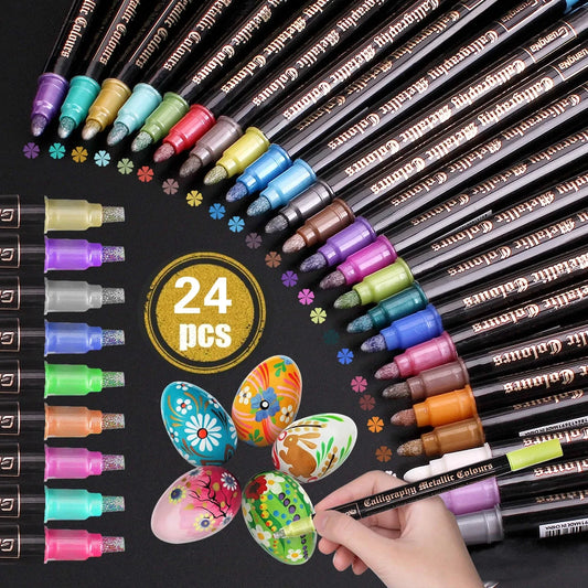 12/24 Colors Metallic Paint Markers Pens