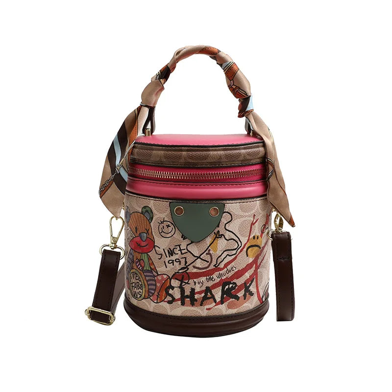 Trendy Graffiti Bucket Bag