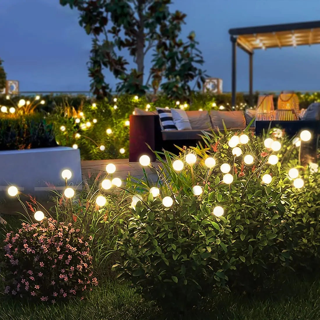 8 LED Solar Garden Lights Powered Firefly Lights Outdoor Waterproof