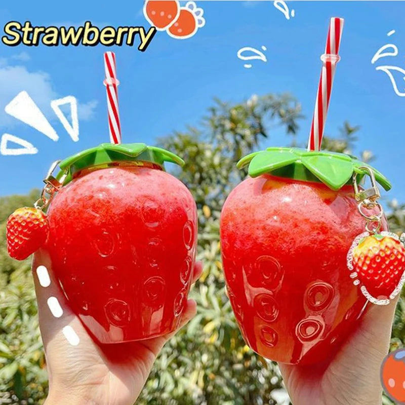 500ml Cartoon  Cute Strawberry Straw Water Bottle