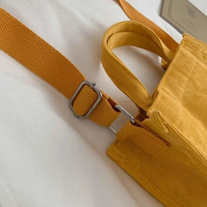 Corduroy zipper Shoulder Bag