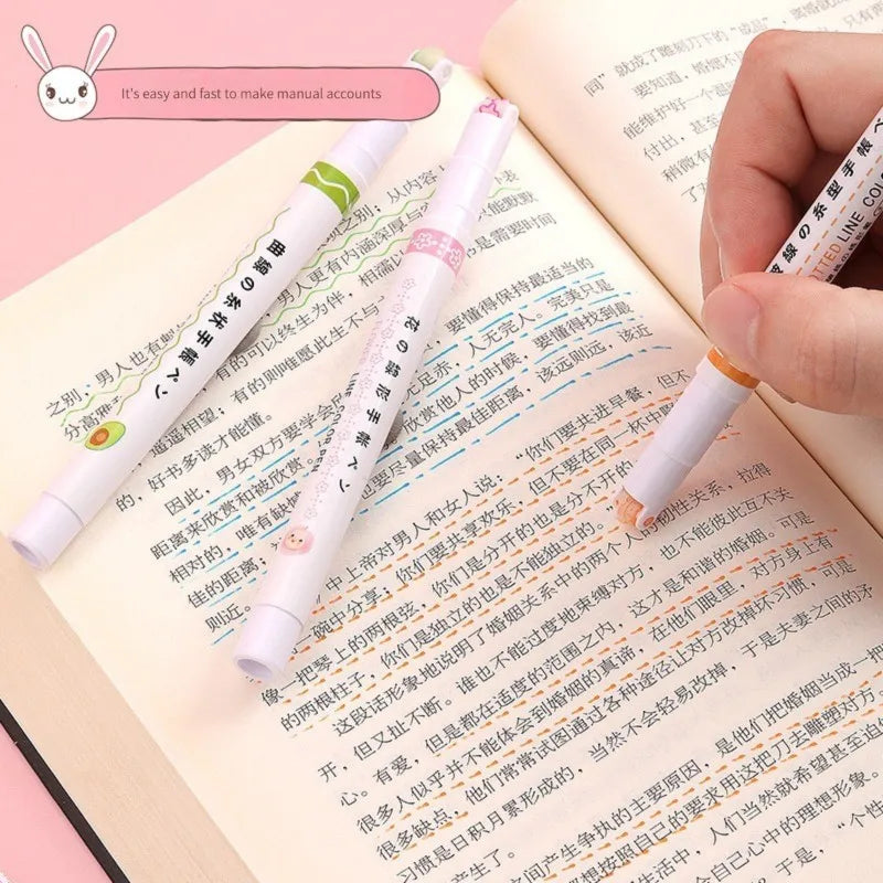 6Pcs/ Flowers Line Shaped Highlighter Pens Roller