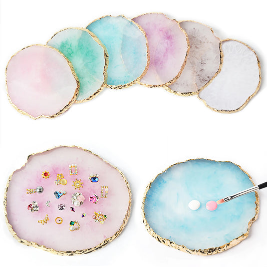 1PC Round Resin Agate Stone Nail Art Palette