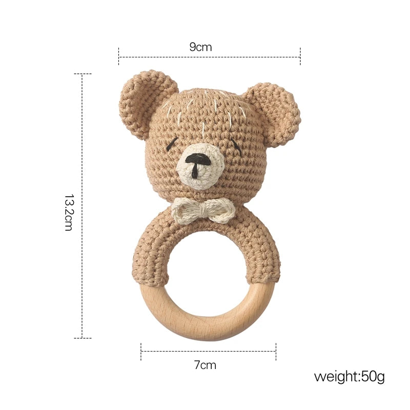 1PC Crochet Animal Bear Rattle Toy