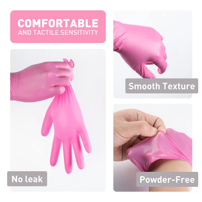 100/50PCS Pink Disposable multi task Nitrile Gloves