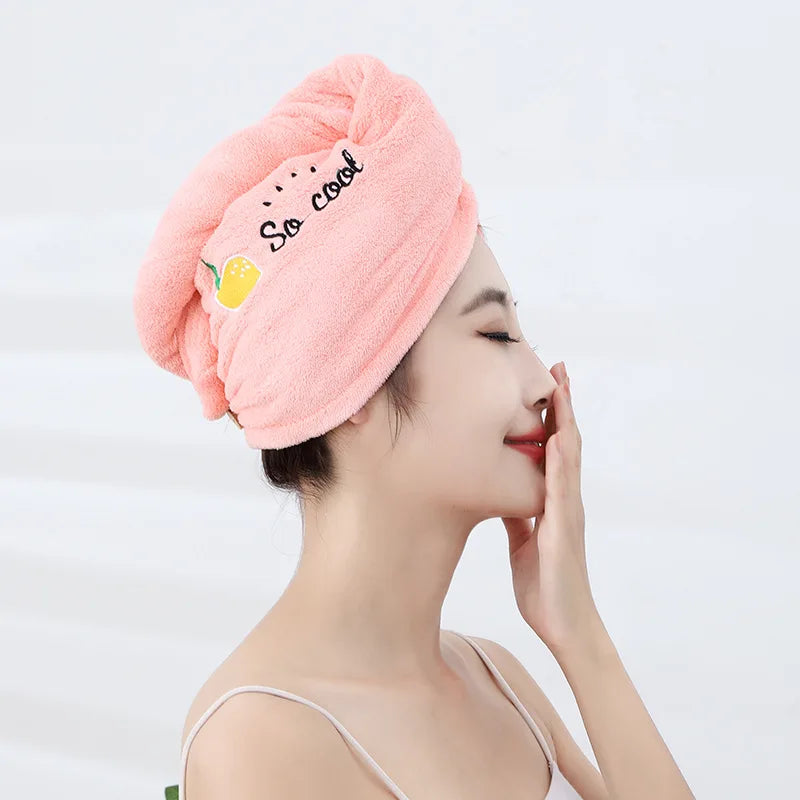 Women Soft Microfiber Towels Shower Cap