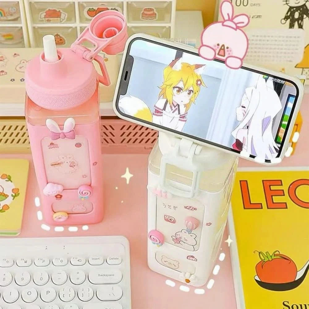 700/900Ml Kawaii Water Bottle With Straw