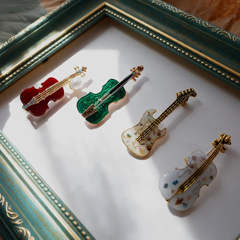 Fashion Musical Instruments  Guitar Violin  Brooch Pin