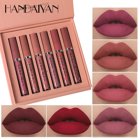 6-Piece Matte Waterproof Lip Gloss Set