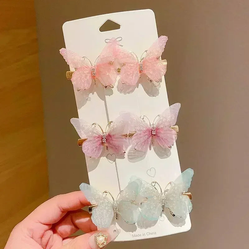 2/6Pcs Colorful Butterfly Hairpins Girl Hair Clips