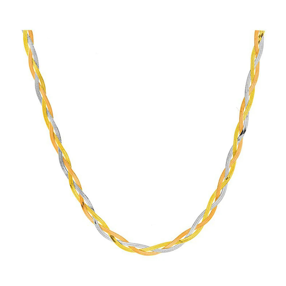 Stainless Steel Tricolor Hand Braided Necklace