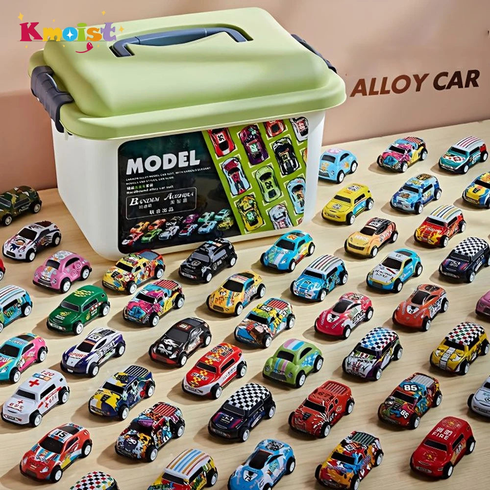 20 Mini Alloy Car Model Set with Storage Box