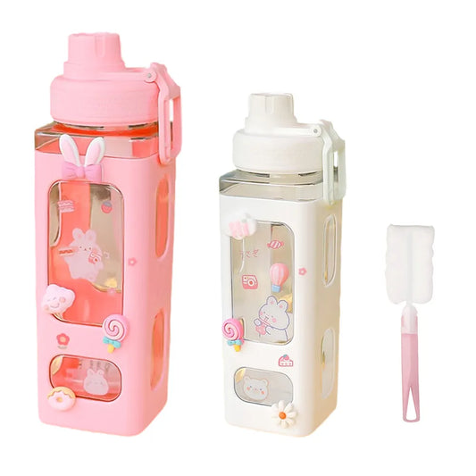 700/900Ml Kawaii Water Bottle With Straw