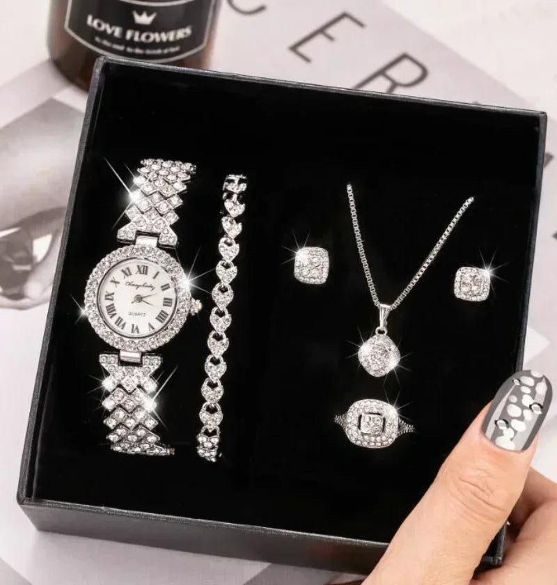 Luxury 5 Pcs Crystal  Watch set