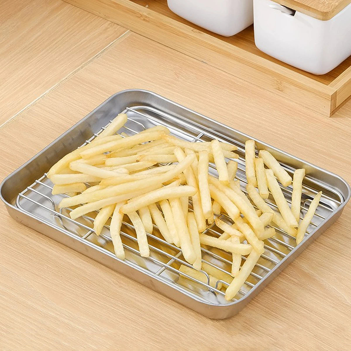 Stainless Steel Baking Pan Tray With Wire Rack